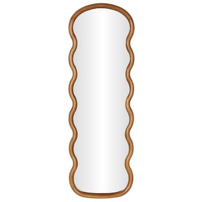 Wood Abstract Handmade Wavy Wall Mirror - Brown - Roche River Decor