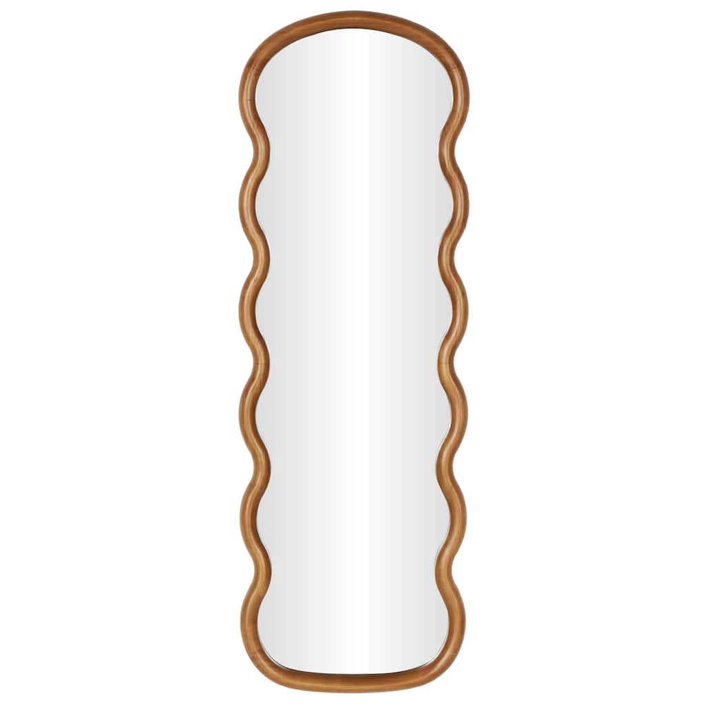 Wood Abstract Handmade Wavy Wall Mirror - Brown - Roche River Decor