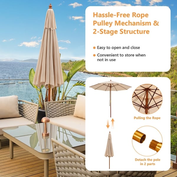 dining patio set with umbrella Pellebant 6 PCS Metal & Glass Patio Dinning Set and Umbrella in Brown/Tan