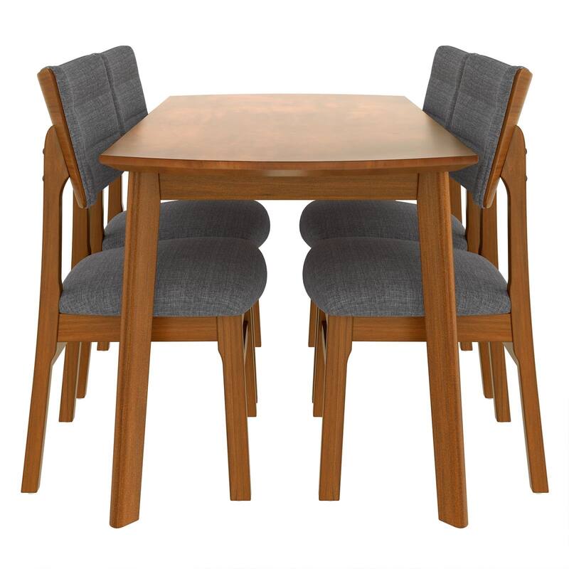 Modern Farmhouse 4 Seater Dining Table Set With Upholstered Chairs