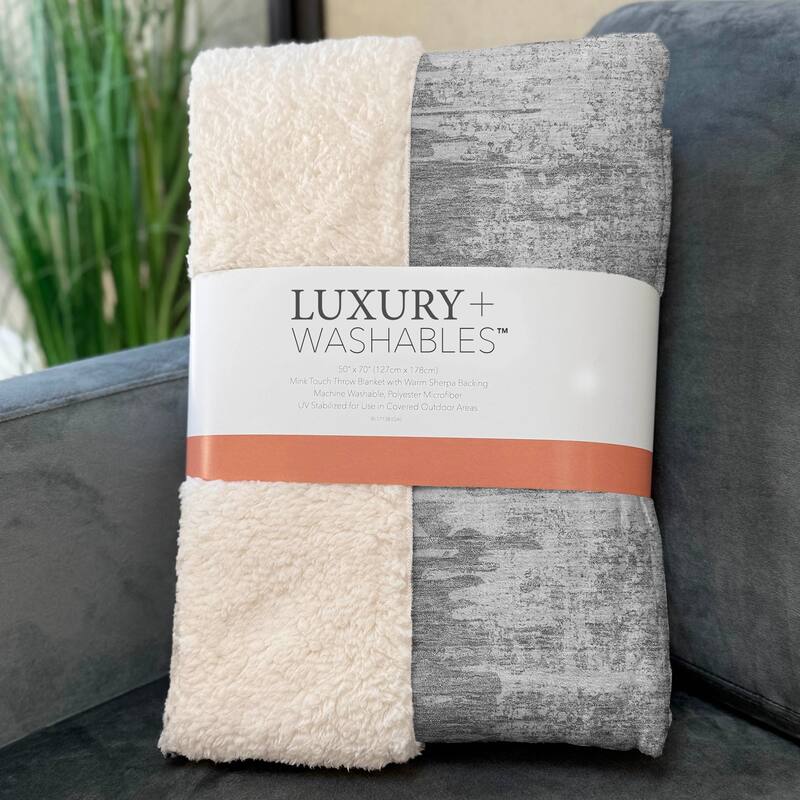 Premium Machine Washable Abstract Contemporary Sherpa Throw Blanket