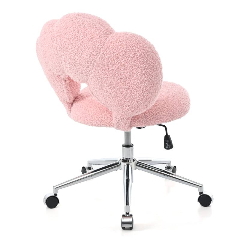 Criss Cross Chair with Wheels, Teddy Fabric Home Office Chair, 360°Swivel Height Adjustable Swivel Vanity Chair