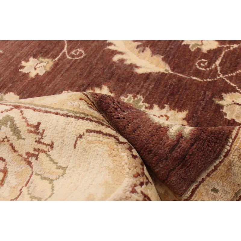 ECARPETGALLERY Hand-knotted Peshawar Oushak Dark Brown Wool Rug - 6'0 x 8'10