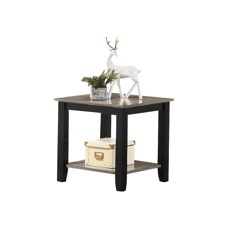 Wooden End Table With Open Shelf
