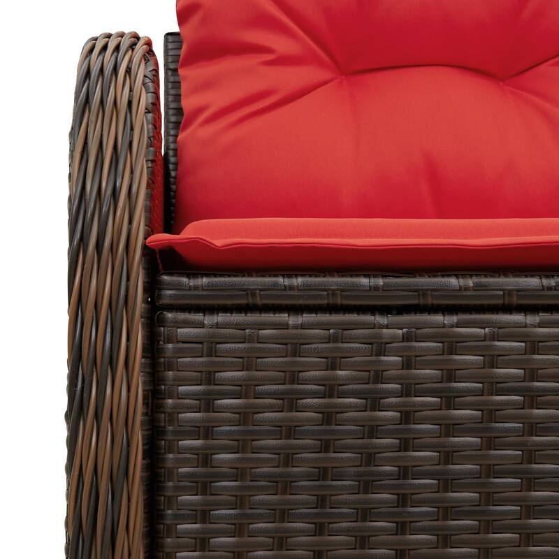 vidaXL 2-Seater Garden Sofa with Cushions Black/Brown/Grey Poly Rattan - 24.4 x 47.6 x 27.2