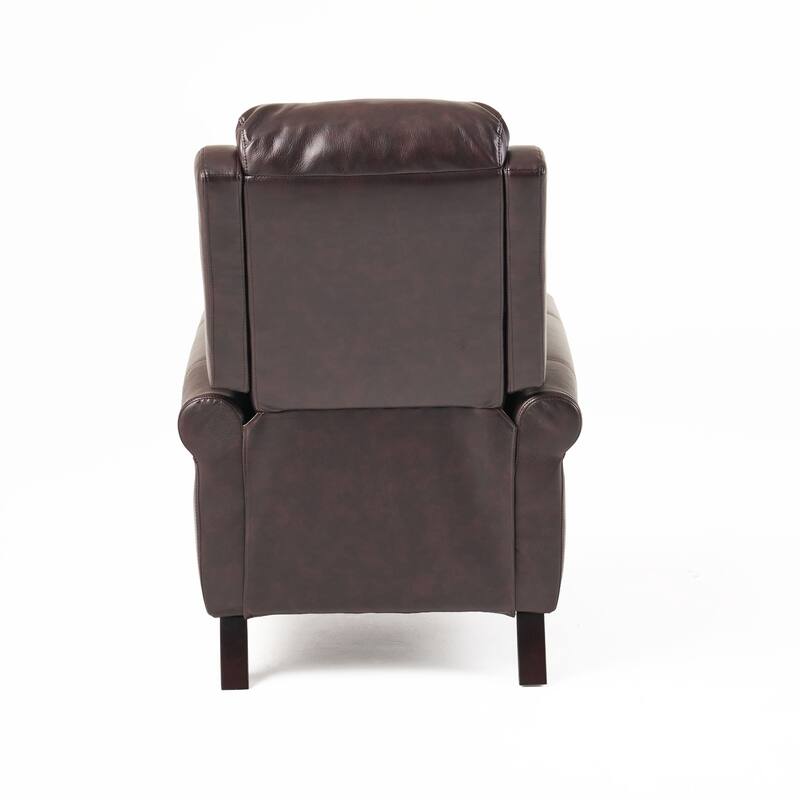 Faux Leather Recliner Chair for Living Room, Mid-Century Modern Pushback Single Lounge Sofa with Thicker Cushion & Wooden Legs