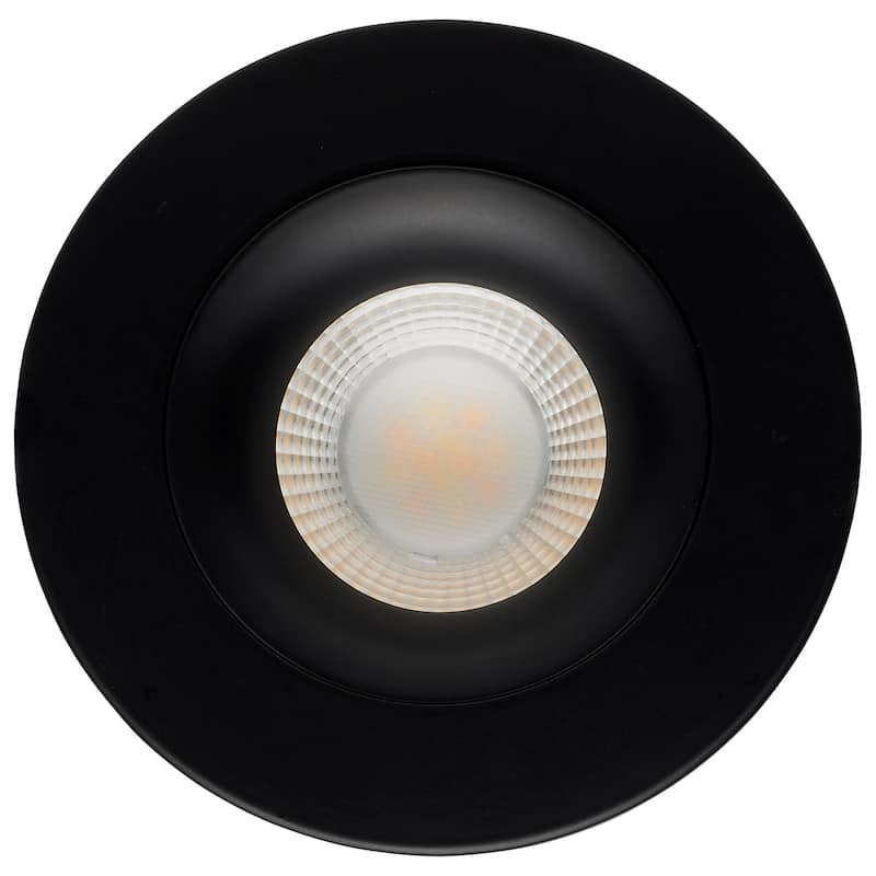 12W LED Direct Wire Downlight Gimbaled 3.5In CCT Selectable Round Remote Driver Black 840L