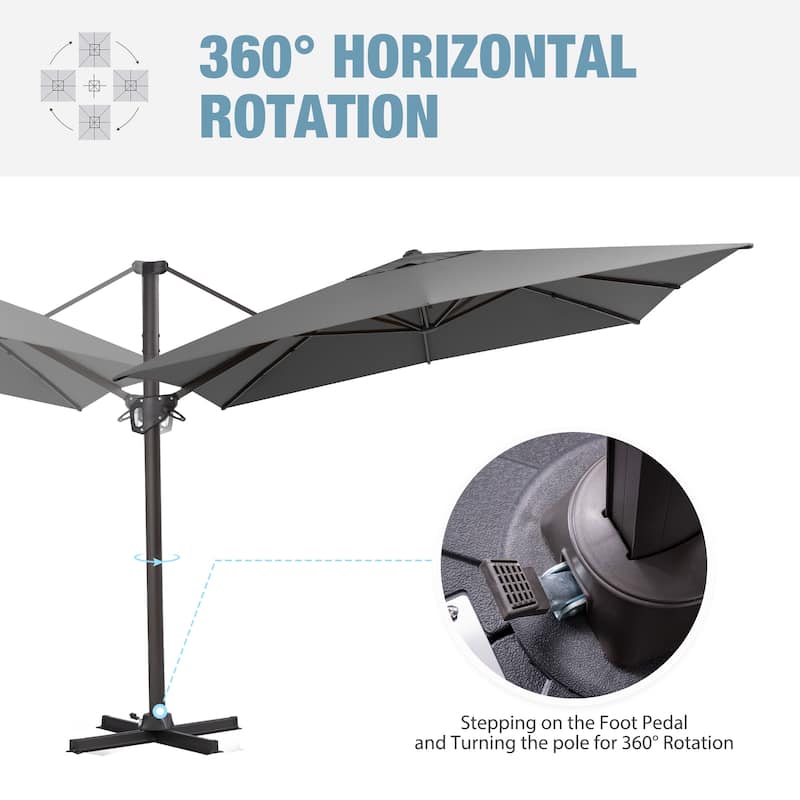 VredHom Patio Outdoor 9 FT x 11 FT Cantilever-Offset Umbrella with No Base