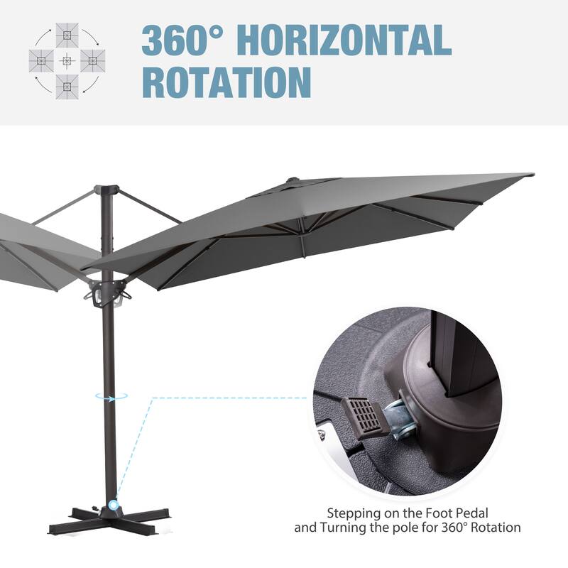 VredHom Patio Outdoor 9 x 11 FT Cantilever-Offset Umbrella with Premium Weight Base