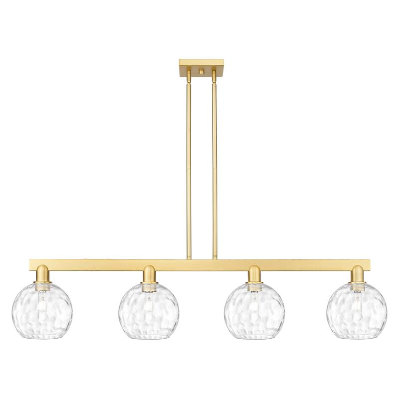 Innovations Lighting Endless Possibilities Arcadia - Athens Water Glass - 4 Light 51" Stem Hung Island Light - Satin Gold