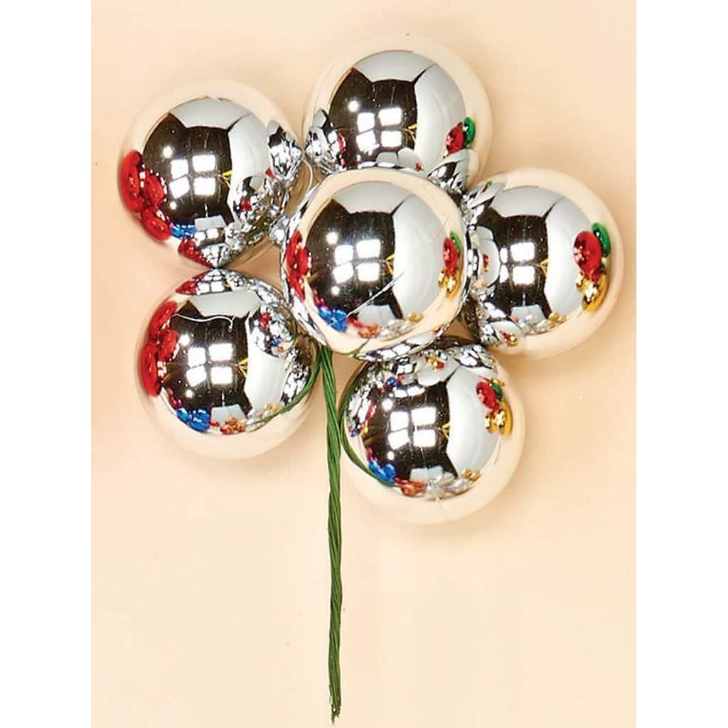 60mm Plastic Ball x 6 Pick, Silver, Set of 12 - Silver - 10