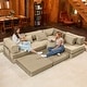 preview thumbnail 141 of 179, Jaxx Unsofa Modular Convertible Sectional Sofa with Fold Out King Sleeper Bed U-Shaped Sectional. - Performance Microvelvet Sand Beige