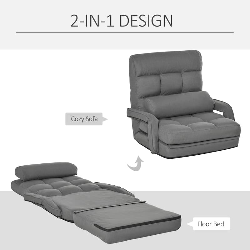 Grey Modern 30.8" Folding Upholstered Chaise Lounges Chair with Pillow for Living Room