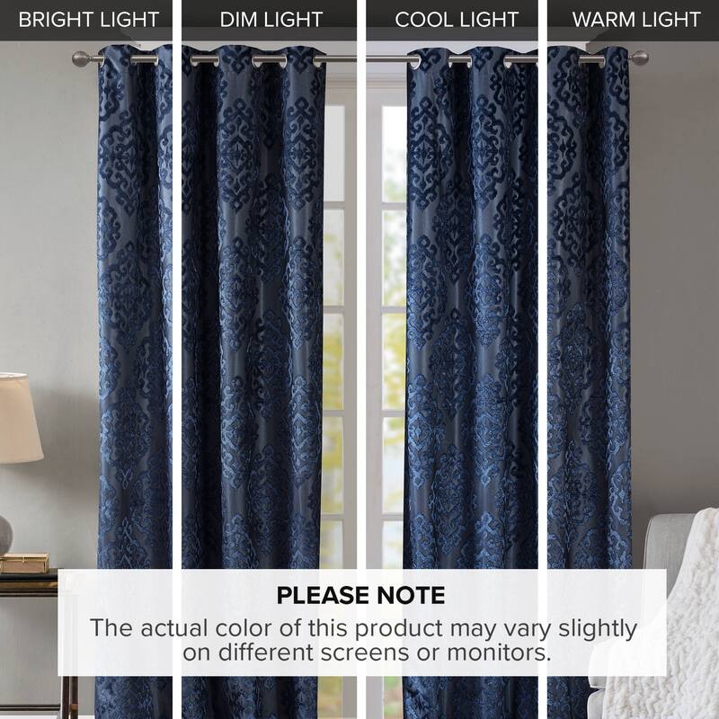 SunSmart Mirage Knitted Jacquard Total Blackout Grommet Window Curtain Panel