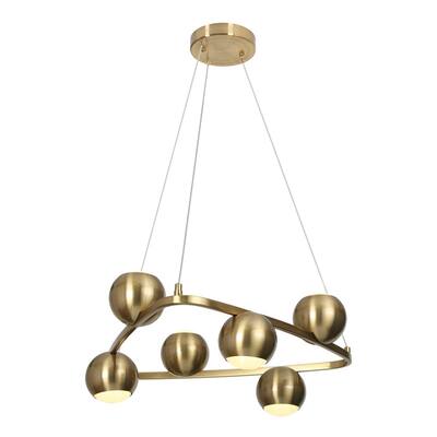 Modern Glam 6-Light Gold Brass Chandelier LED Ceiling Light with Dome Shades - 20.5" L x 19.5" W x 7" H