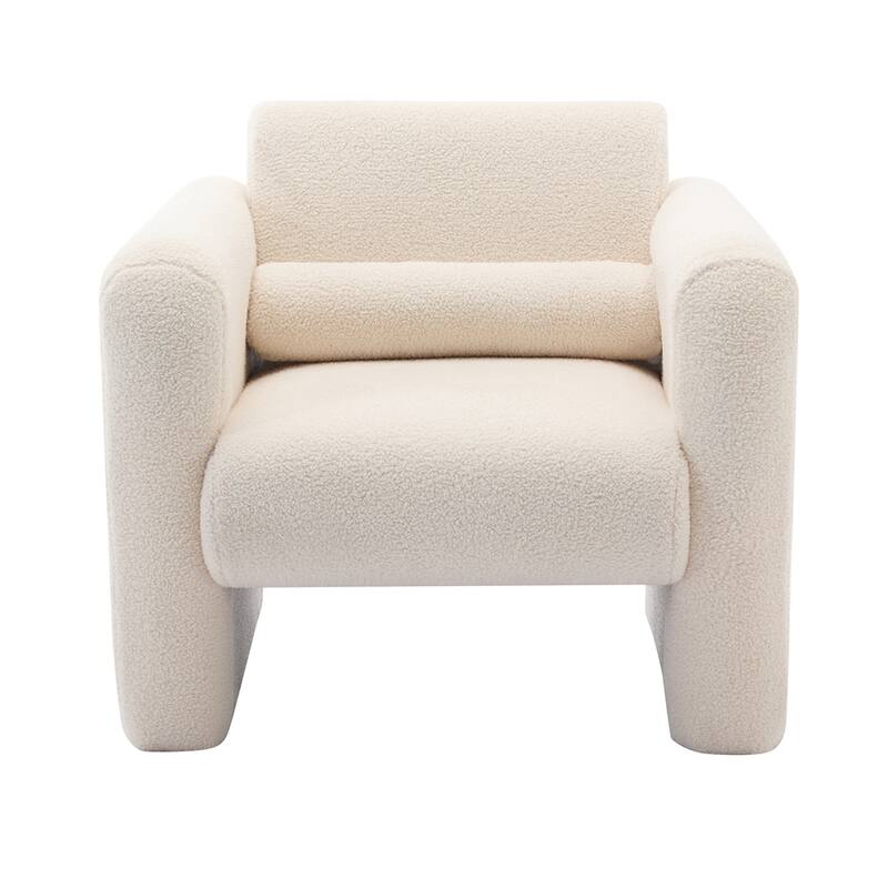 Modern Fabric Upholstered Accent Chair with Back and Pillow