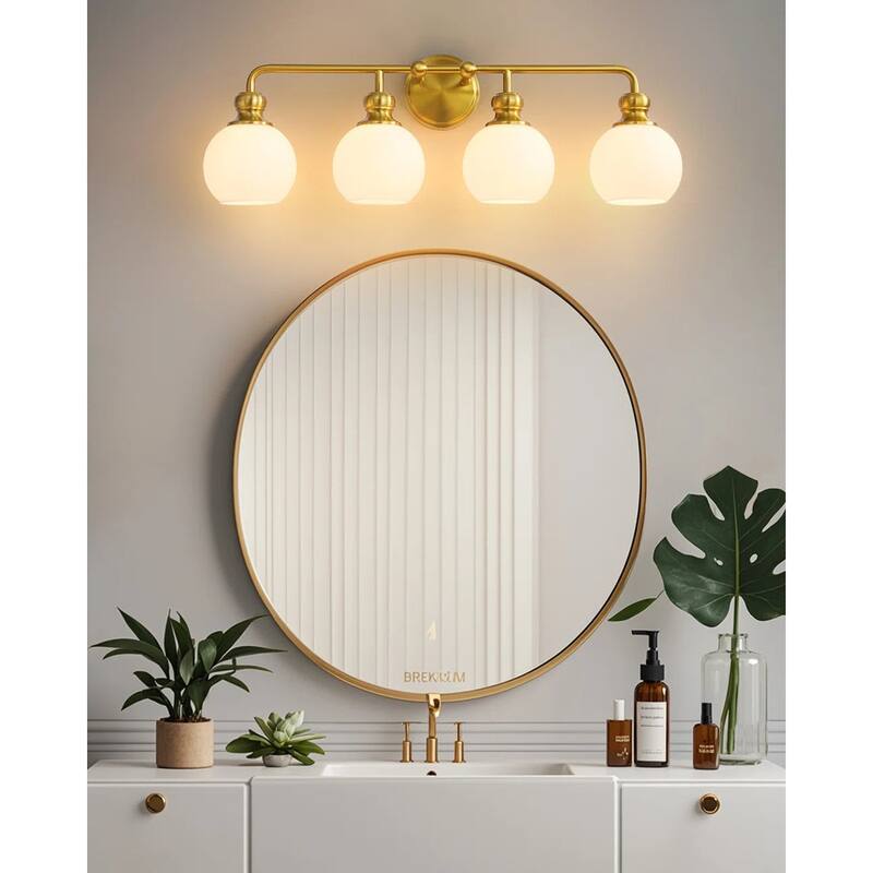 Irvine Gold Modern Frosted Glass 4-Light Vanity Light