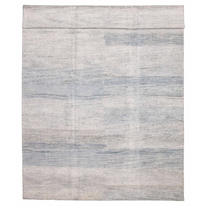 ECARPETGALLERY Hand-knotted Loreto Blue, Grey Silk Rug - 9'8 x 14'8 - Light Blue/ Light Grey - 9'8 x 14'8