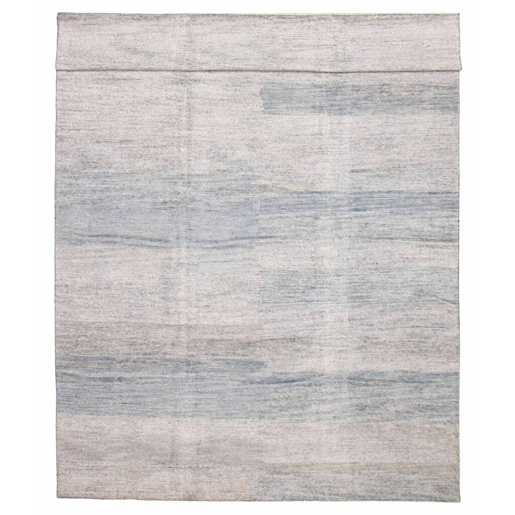 ECARPETGALLERY Hand-knotted Loreto Blue, Grey Silk Rug - 9'8 x 14'8
