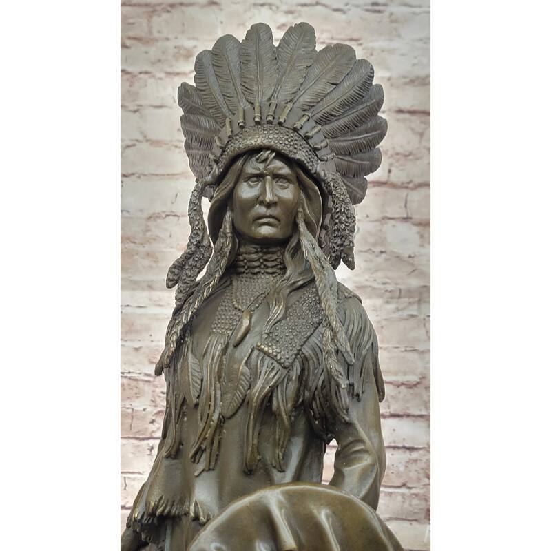Appeal To The Great Spirit Sioux Chief Indian Bronze Statue By Mario Nick Figurine