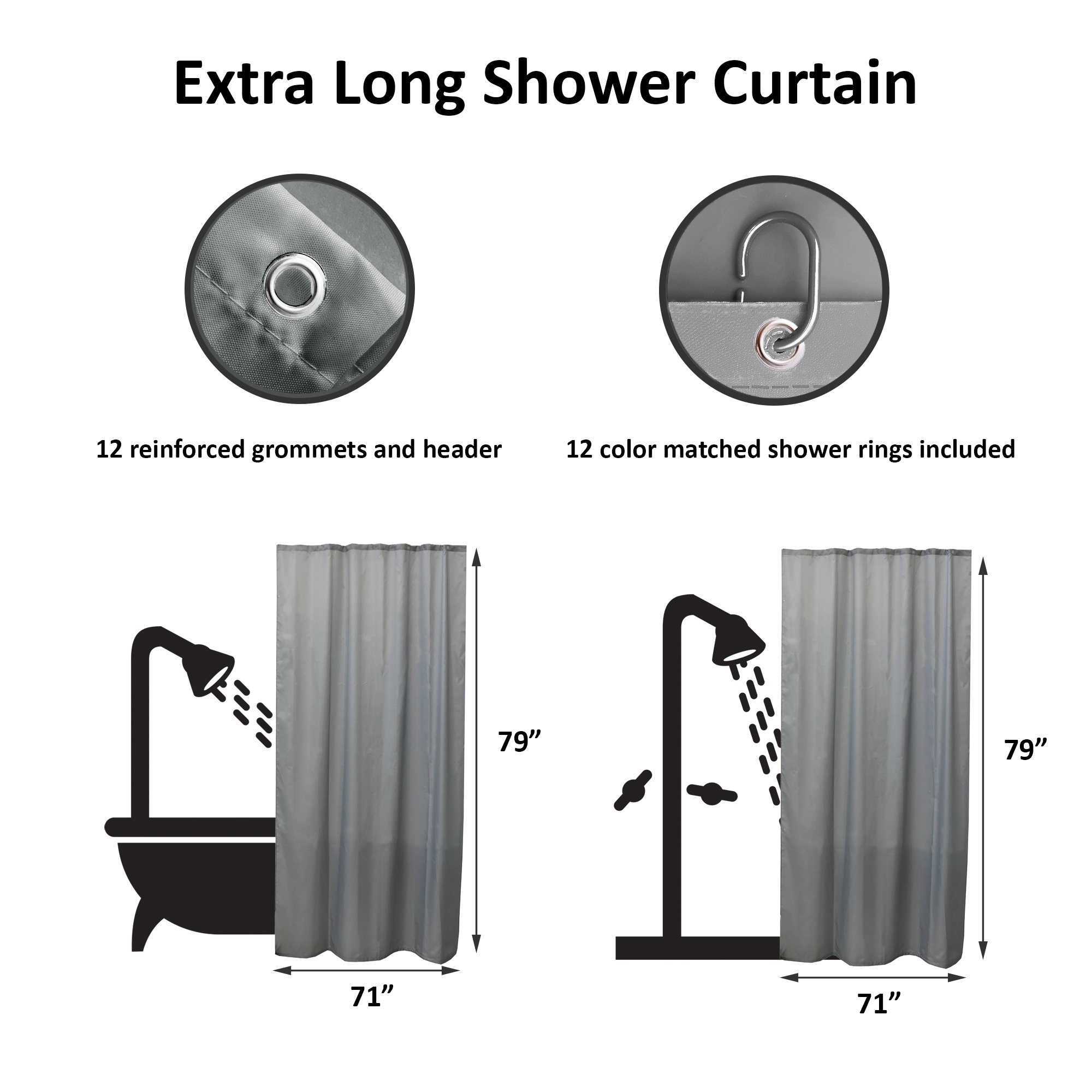 Long sales shower curtain