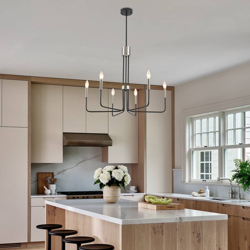 6-Light Candle Style Modern Chandelier for Dining Room