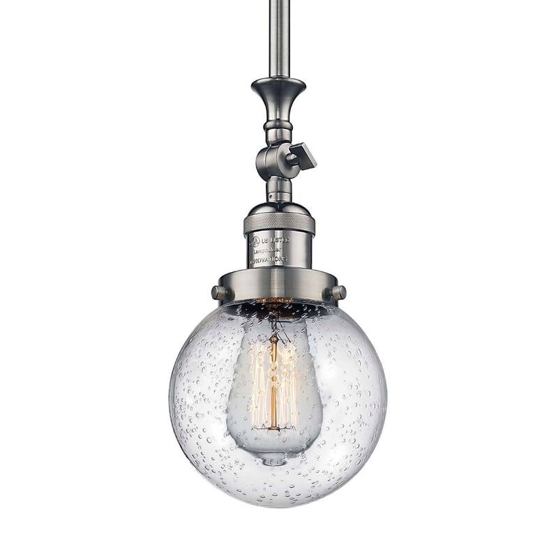 Innovations Lighting Beacon Single Light 6" Wide Mini Pendant with - Brushed Satin Nickel / Seedy