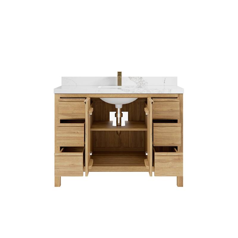 Willow Collections 48 in. W x 22 in. D Elizabeth Solid Teak Single Sink Bathroom Vanity with Countertop