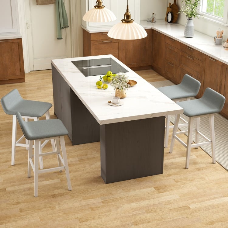 Low-Back High-Top Chairs with Padded Seat and Rubber Wood Legs - 20" x 16.5" x 29"