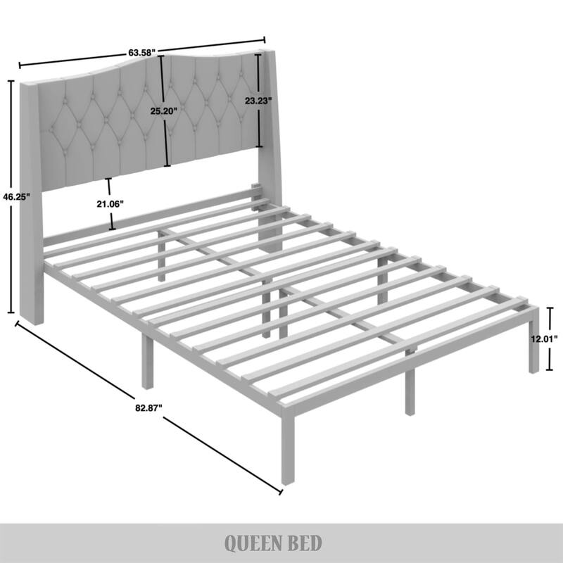 CraftPorch Glam Velvet Crystal Button Tufted Upholstered Platform Bed
