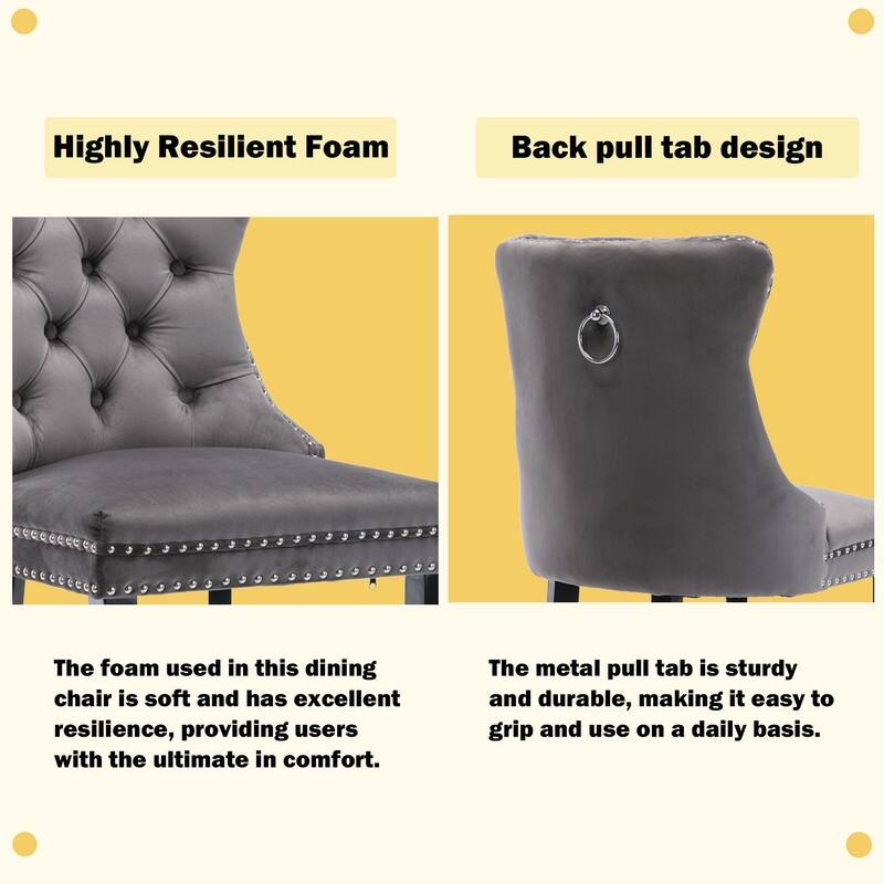 Contemporary Upholstered Velvet Barstools with Button Tufted Set of 2