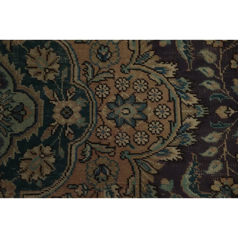 Hand Knotted Oriental 100% Wool Carpet Traditional Floral Purples Tabriz Area Rug - 11' 3'' X 8' 2''