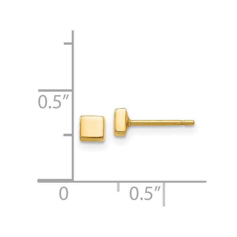 Curata 14k Yellow Gold Polished Small 3mm Square Post Earrings