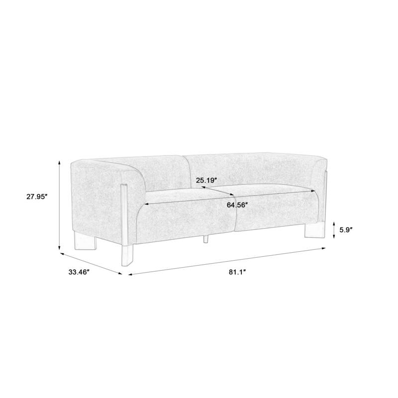 81" Modern Deep Seat Tuxedo Arms Sofa for Living Room