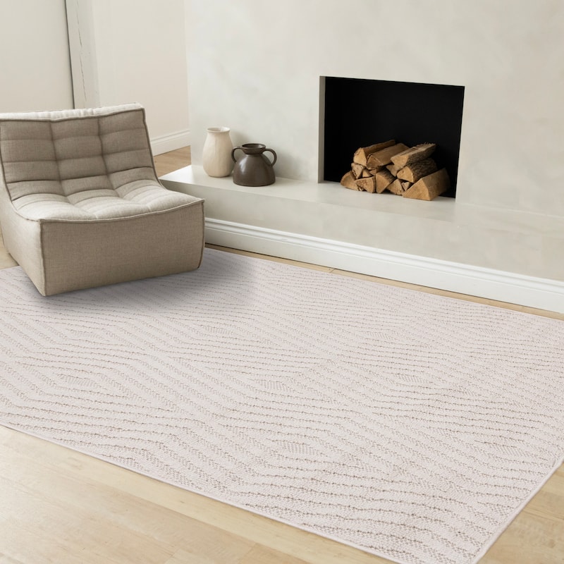 White Diamond Trellis Design Looped Area Rug