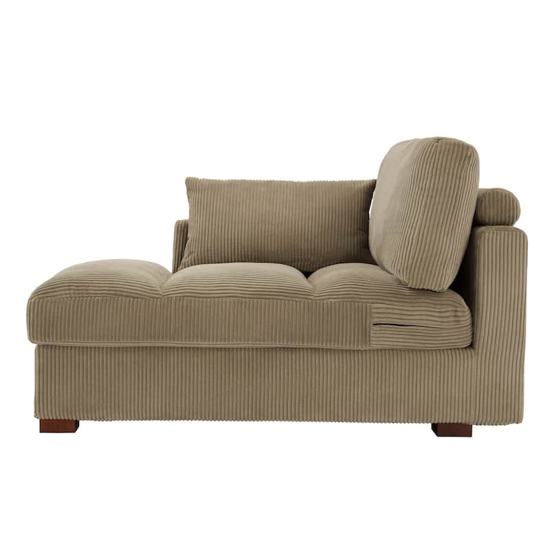 Modern Corduroy L-Shaped Sofa Chaise Lounge Couch