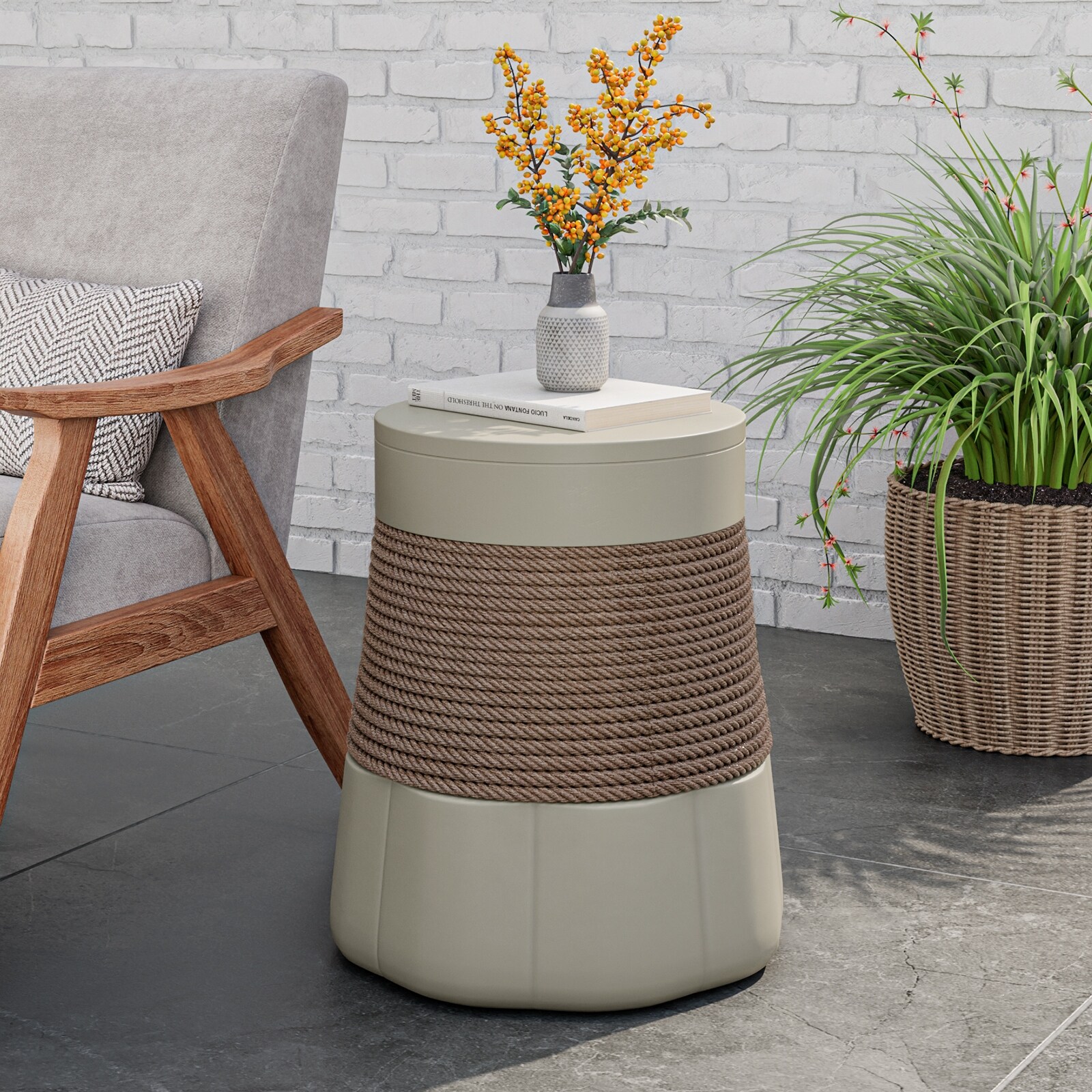 Threshold wicker storage patio accent table sale