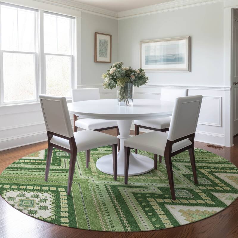 Machine Washable Indoor/ Outdoor Global Boho Chantille Rug