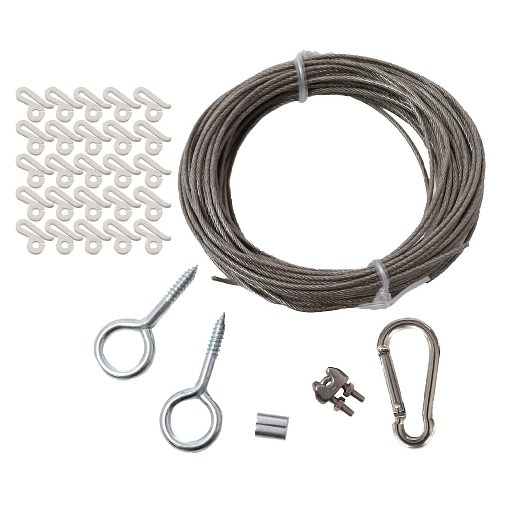 Cable Wire and Clip Kit for Outdoor Christmas Lights - 40' Cable