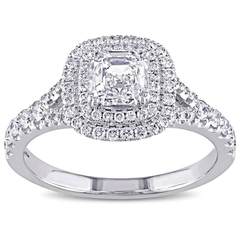 Miadora Signature Collection 14k White Gold 1 1/2ct TDW Asscher-cut Diamond Engagement Ring