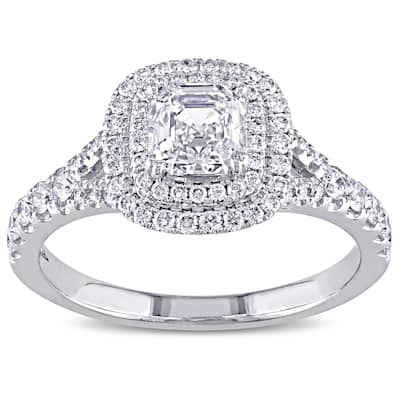Miadora Signature Collection 14k White Gold 1 1/2ct TDW Asscher-cut Diamond Engagement Ring