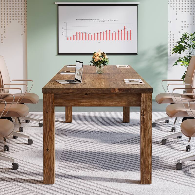 78.7" Rectangular Solid Wood Conference Table Meeting Table for Office