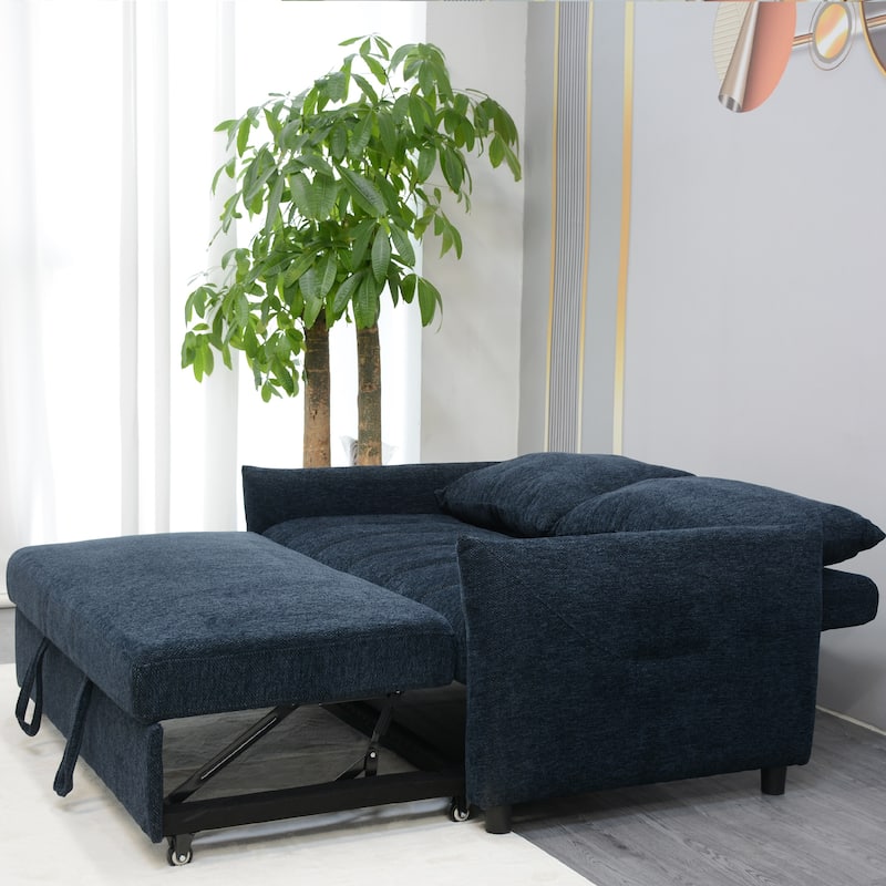 Pull Out Loveseat Sofa Convertible Sleeper LoveSeat Bed, Corduroy Recliner Sofa w2 Pillows & USB Ports 2-seat Armchair聽