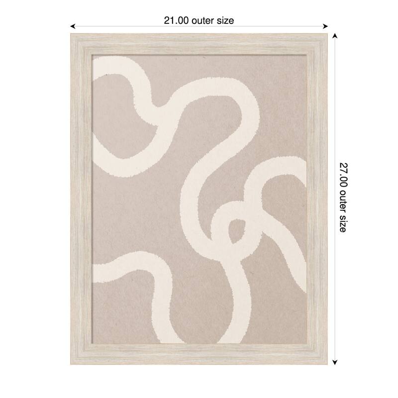 Minimal Abstract Line Art in Neutral 1 by July Art Prints Wood Framed Wall Art Print - Hardwood White Wash Narrow - 21 x 27 in