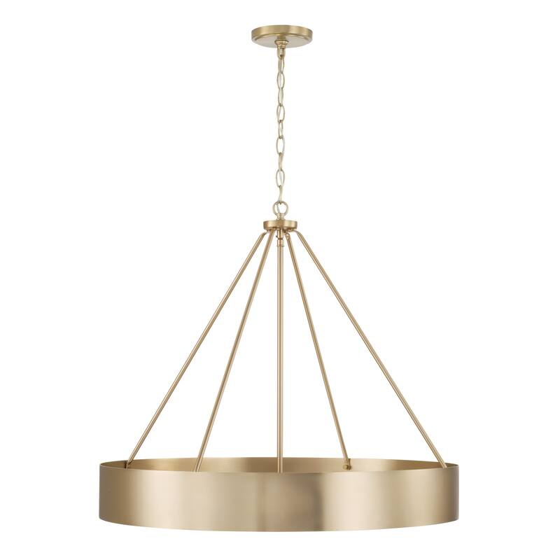 27.50"W x 24.25"H 4-Light Modern Circular Metal Chandelier with Painted Matte Brass Interior