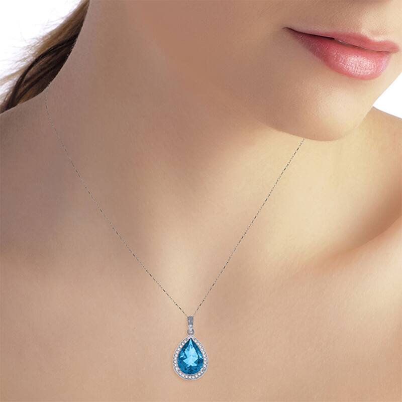 4.66 Carat 14K Solid Gold Lana Blue Topaz Diamond Gemstone Necklace