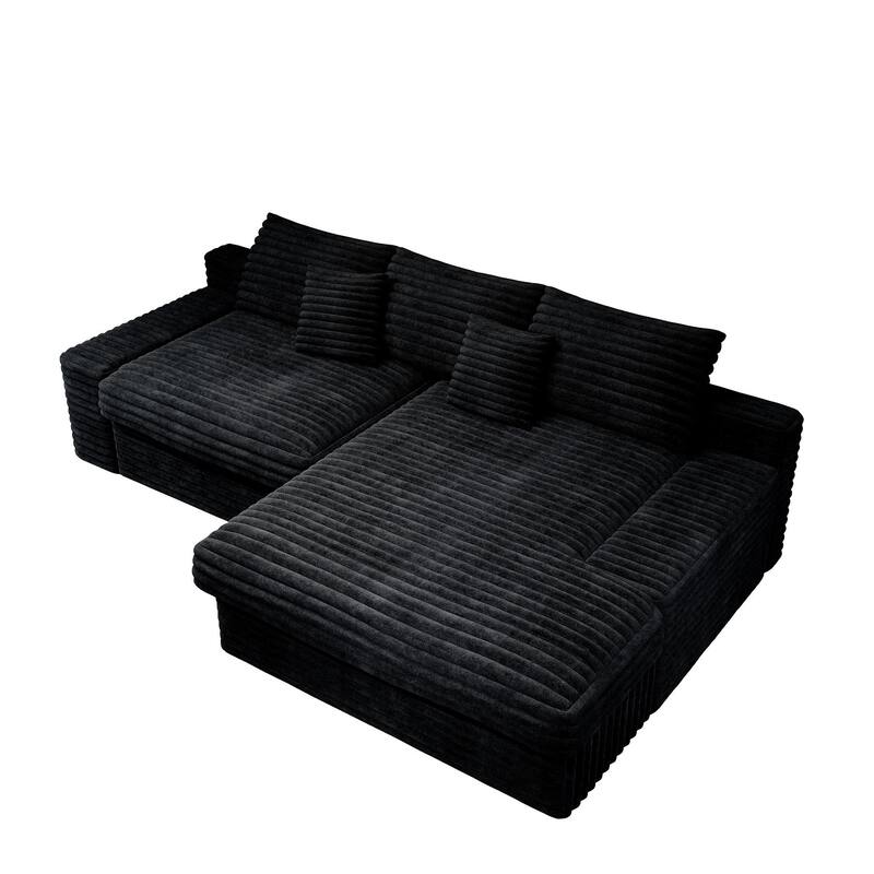 118.1" Cloud Sectional Couches for Living Room, L Shaped Modular Sofas, Corduroy Oversized Floor Couch Set with Chaise