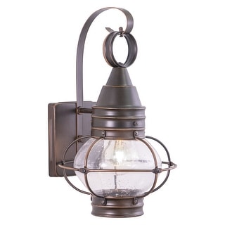 VAXCEL Chatham 13.5 in. H 1-Light Burnished Bronze Coastal Outdoor Wall Sconce, Steel, Clear Seeded Glass Shade