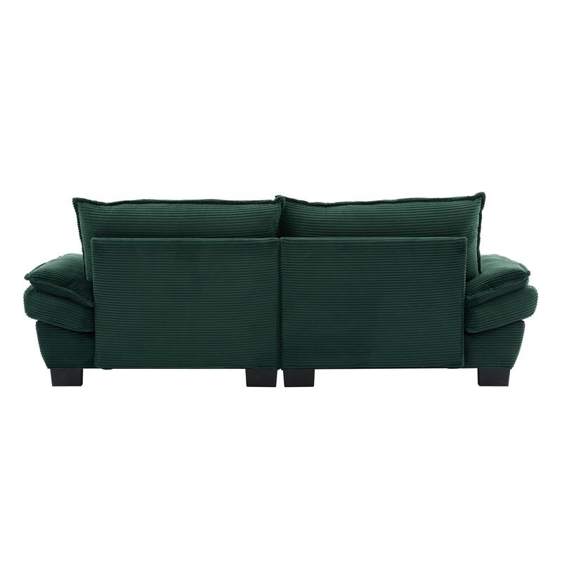 Corduroy Upholstered Loveseat Sofa, 2 Seater Sofa with Pillows, Deep Seat Sectional Sofa with Removable Cushions