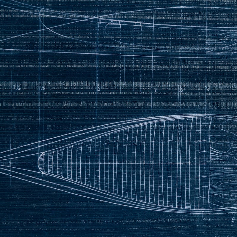 Canoe Blueprint Framed Art Print